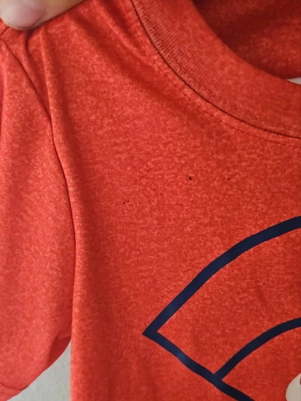 Nike Kids Orange Tee with Navy Graphic and White Swoosh